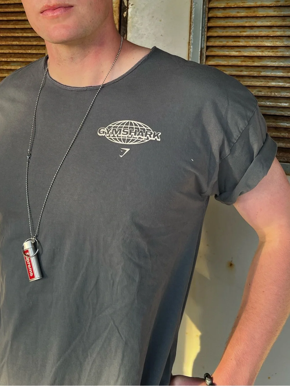 Supreme Silver Chain Necklace Red Logo Lighter Holder Charm  Pendant Metal
